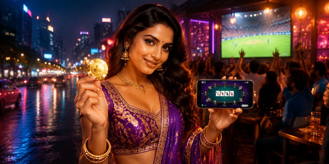 Vibrant cricket betting scene in Mumbai illuminated by neon lights